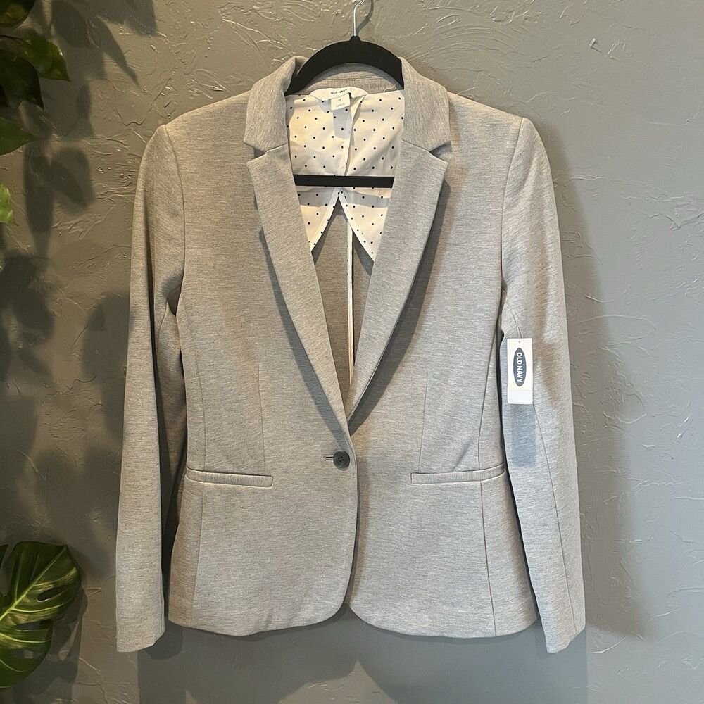 NWT Old Navy Gray Knit Ponte Blazer XS Corporate Casual Academia Tech Minimalist
